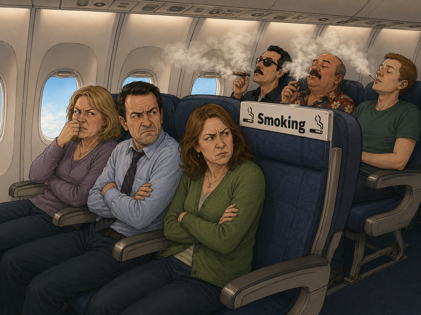 Airplane smoking section illustration